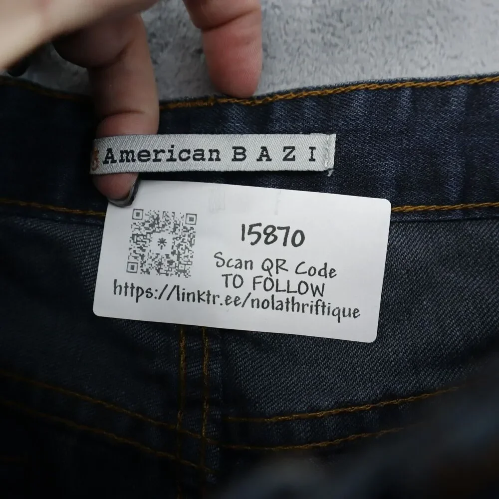 American Bazi Pants Womens 5 Blue Denim Straight Distressed High Rise Long Pants